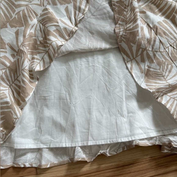 LOFT Womens Cream Linen Viscose Tropical Floral Tie Keyhole Back Dress Size 12 - Picture 6 of 13